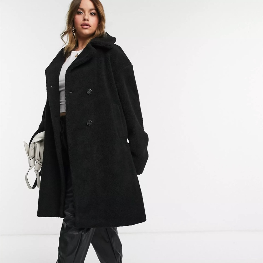 ASOS x Urban Code Curve Black Teddy Coat